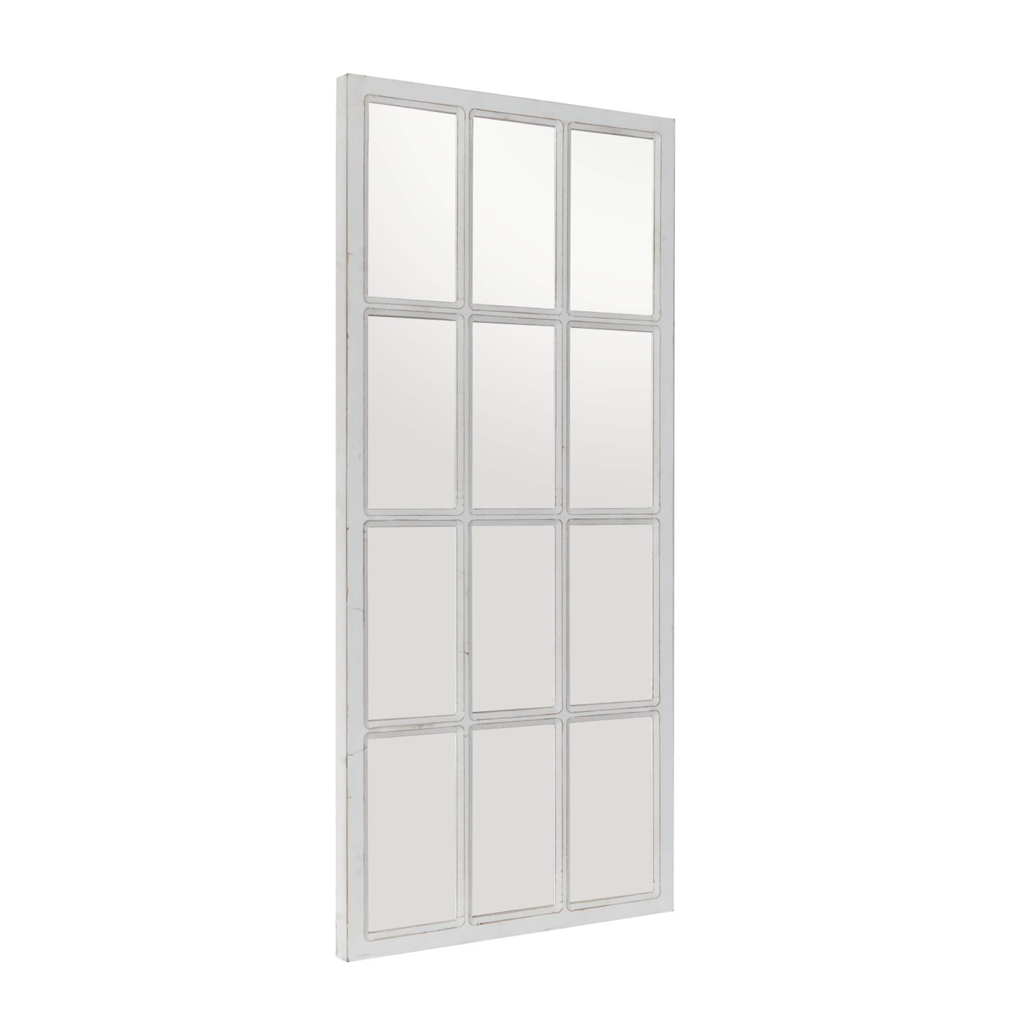 White Wood Farmhouse Rectangular Wall Mirror 48" x 22"